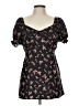 Suzanne Betro 100% Polyester Black Short Sleeve Blouse Size L - photo 1
