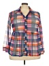 Terra & Sky Color Block Purple 3/4 Sleeve Blouse Size 2X - photo 1