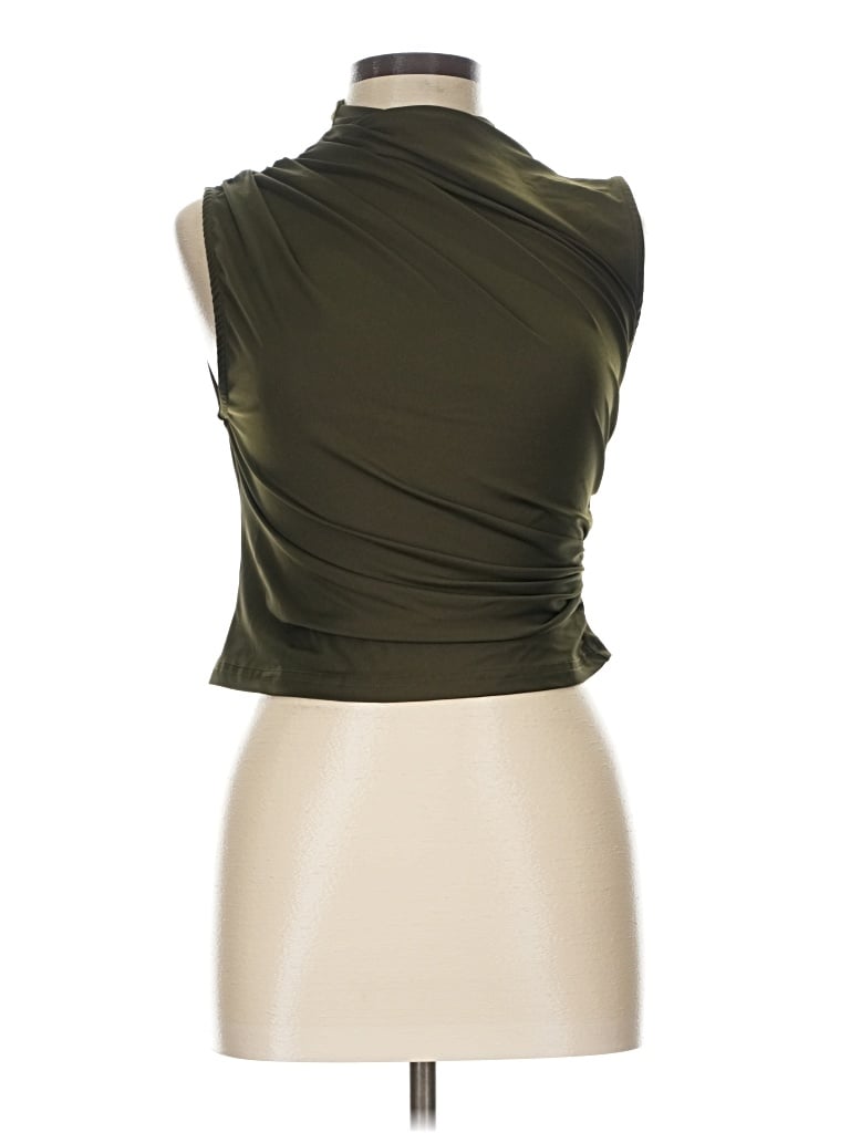 Pre-owned Cider Tube Top Green One Shoulder Neckline Tops