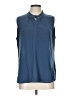 Calvin Klein Blue Sleeveless Button-Down Shirt Size L - photo 1