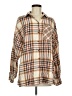 Topshop 100% Baumwolle Plaid Tan Long Sleeve Button-Down Shirt Size 8 - 10 - photo 1