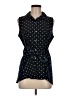 Tommy Hilfiger Polka Dots Black Sleeveless Button-Down Shirt Size M - photo 1