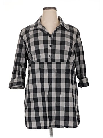 Lane Bryant Outlet 3/4 Sleeve Button-Down Shirt (view 1)