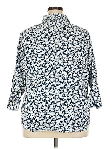 Chaps 3/4 Sleeve Button-Down Shirt (view 2)