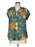 Fun2Fun Floral Teal Short Sleeve Blouse Size L - photo 1