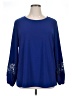 Dennis by Dennis Basso Blue Long Sleeve Blouse Size XL - photo 1