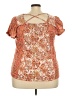 Absolutely Famous 100% Polyester Orange Short Sleeve Blouse Size 2X - photo 2