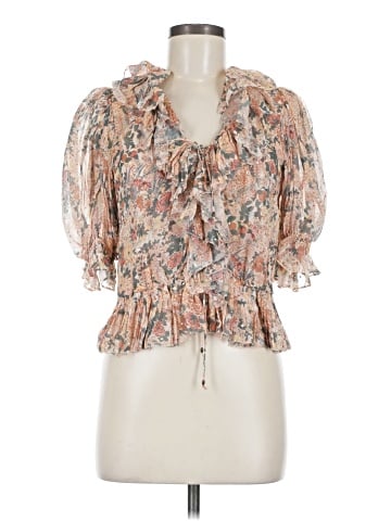 Ulla Johnson Short Sleeve Silk Top (view 1)