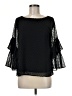 Kaari Blue 100% Polyester Black 3/4 Sleeve Blouse Size M - photo 1