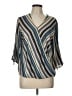 W5 100% Polyester Blue 3/4 Sleeve Blouse Size L - photo 1