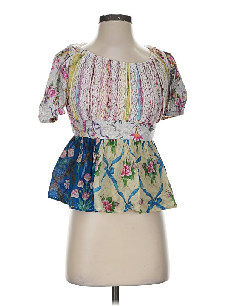 Pre-owned Assorted Brands Short Sleeve Blouse In Blue
