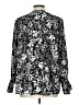 Counterparts 100% Polyester Black Silver Long Sleeve Blouse Size L - photo 2