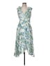 Chaps 100% Polyester Floral Blue Cocktail Dress Size 6 - photo 1