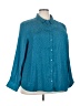 On 34th 100% Recycled Polyester Polka Dots Teal Long Sleeve Blouse Size 3X - photo 1