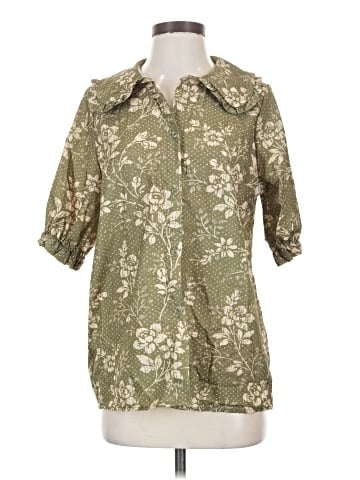 Unbranded 3/4 Sleeve Button-Down Shirt (view 1)
