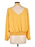 Ann Taylor LOFT 100% Polyester Yellow Long Sleeve Blouse Size L - photo 2