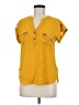 Lily White Yellow Short Sleeve Blouse Size M - photo 1