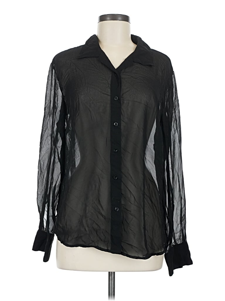 Pre-owned Venus Long Sleeve Blouse In Black