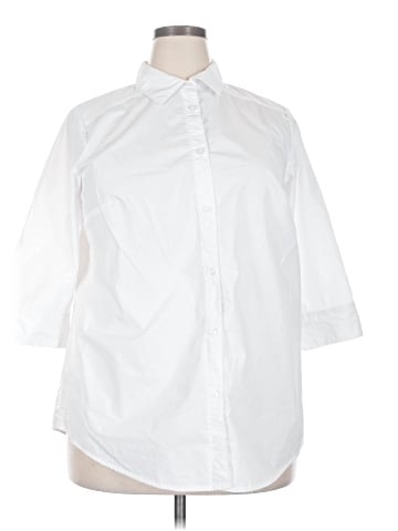 Roaman's 3/4 Sleeve Button-Down Shirt (view 1)