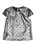 Milly Minis 100% Polyester Metallic Silver Short Sleeve Blouse Size 14 - photo 1