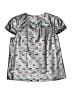 Milly Minis 100% Polyester Metallic Silver Short Sleeve Blouse Size 14 - photo 2