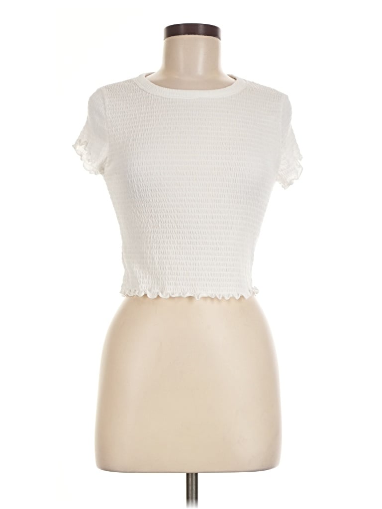 Pre-owned Altar'd State Short Sleeve Top Ivory Sweetheart Neckline Tops