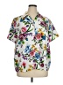 Susan Graver 100% Polyester Floral White Short Sleeve Blouse Size XL - photo 1