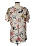 DR2 100% Polyester Floral Ivory Short Sleeve Blouse Size L - photo 2