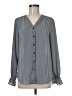 T Tahari 100% Polyester Stripes Gray Long Sleeve Blouse Size M - photo 1
