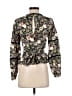 Topshop 100% Polyester Black Green Long Sleeve Blouse Size 2 - photo 2