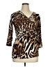 Assorted Brands Animal Print Brown 3/4 Sleeve Blouse Size XL (estimated) - photo 1