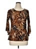 DressBarn Animal Print Brown 3/4 Sleeve Top Size 1X (estimated) - photo 1