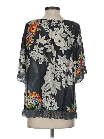 Johnny Was 3/4 Sleeve Silk Top (view 2)
