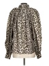 H&M Animal Print Brown Long Sleeve Blouse Size L - photo 2