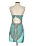 Mara Hoffman 100% Polyester Graphic Teal Cocktail Dress Size 2 - photo 2