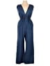 Indulge Solid Blue Jumpsuit Size XL - photo 1
