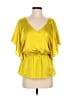 Jennifer Lopez 100% Polyester Gold Short Sleeve Blouse Size M - photo 1