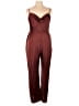 Express 100% Polyester Solid Burgundy Jumpsuit Size XL - photo 1