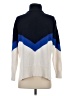 Lou & Grey 100% Cotton Color Block Blue Turtleneck Sweater Size S - photo 2