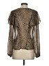 Topshop 100% Polyester Animal Print Brown Long Sleeve Blouse Size 4 - photo 2