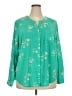 Skies Are Blue Green Long Sleeve Blouse Size 2X - photo 1