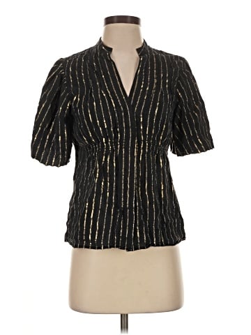 BCBGMAXAZRIA Short Sleeve Silk Top (view 1)