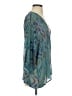Gypsy 05 100% Silk Teal 3/4 Sleeve Silk Top Size XS - photo 4