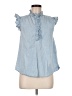 H&M 100% Cotton Blue Sleeveless Button-Down Shirt Size M - photo 1