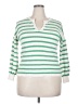 Ann Taylor LOFT 100% Cotton Stripes Green Pullover Sweater Size M - photo 1