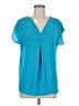 INC International Concepts 100% Polyester Teal Short Sleeve Blouse Size M - photo 1