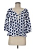 Wrap 100% Cotton Print Blue 3/4 Sleeve Blouse Size 6 - photo 1