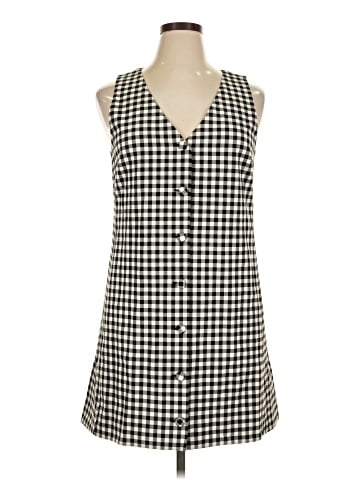 Madewell V-Neck Mini Vest Dress in Gingham (view 1)