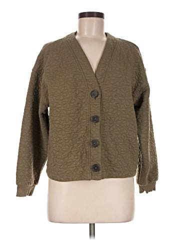 Madewell Flower Puff-Jacquard Crop Cardigan (view 1)