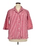 D&Co. Checkered-gingham Red 3/4 Sleeve Button-Down Shirt Size 2X - photo 1
